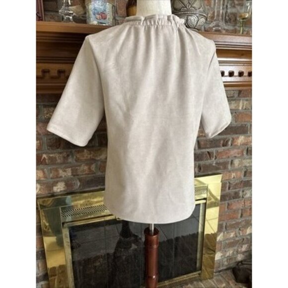 Ann Taylor Beige Suade Shirt Size Medium - Picture 3 of 8
